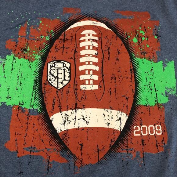 Vintage Blue 2009 SFFL Football Graphic Number Tee - Picture 3 of 4